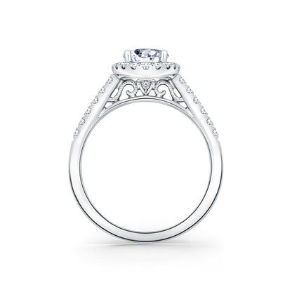 Classic Delicate Prong Set Halo Diamond Engagement Ring