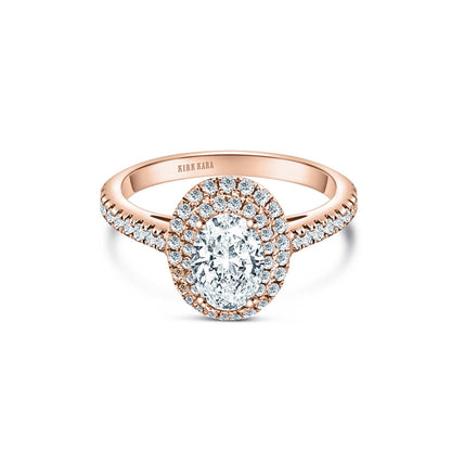 Classic Delicate Prong Set Double Halo Diamond Engagement Ring