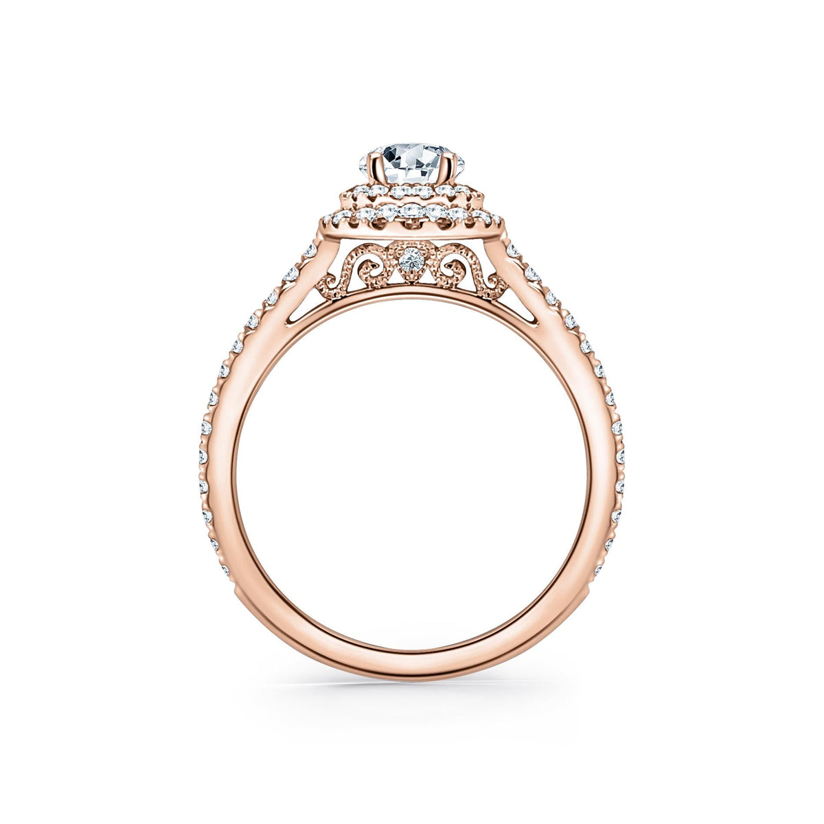 Classic Delicate Prong Set Double Halo Diamond Engagement Ring