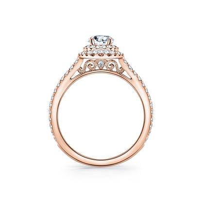 Classic Delicate Prong Set Double Halo Diamond Engagement Ring