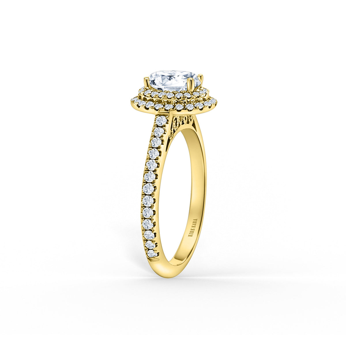 Classic Delicate Prong Set Double Halo Diamond Engagement Ring