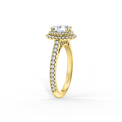 Classic Delicate Prong Set Double Halo Diamond Engagement Ring