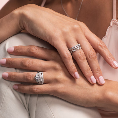 Marquise Round Diamond Cluster Modern Wedding Band