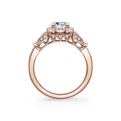 Three Leaf Halo Diamond Engagement Ring