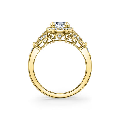 Three Leaf Halo Diamond Engagement Ring