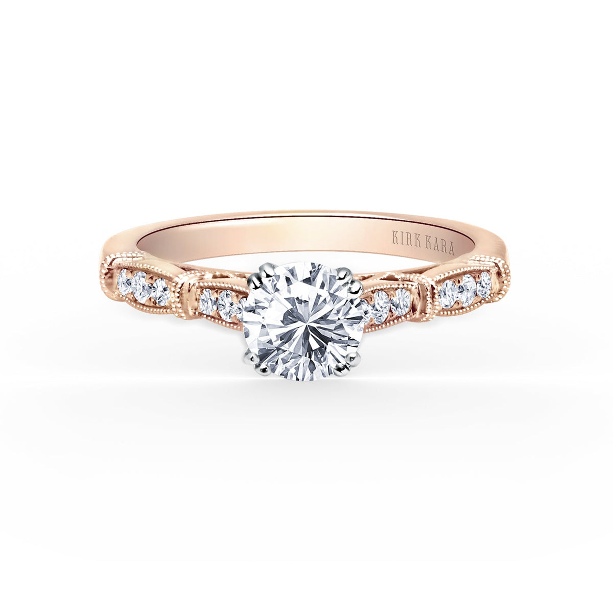 Traditional Pavé Cathedral Diamond Engagement Ring