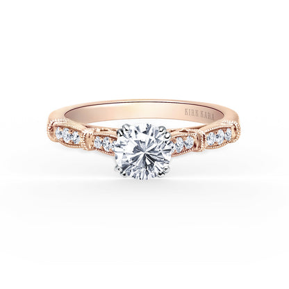 Traditional Pavé Cathedral Diamond Engagement Ring