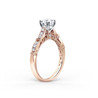 Traditional Pavé Cathedral Diamond Engagement Ring
