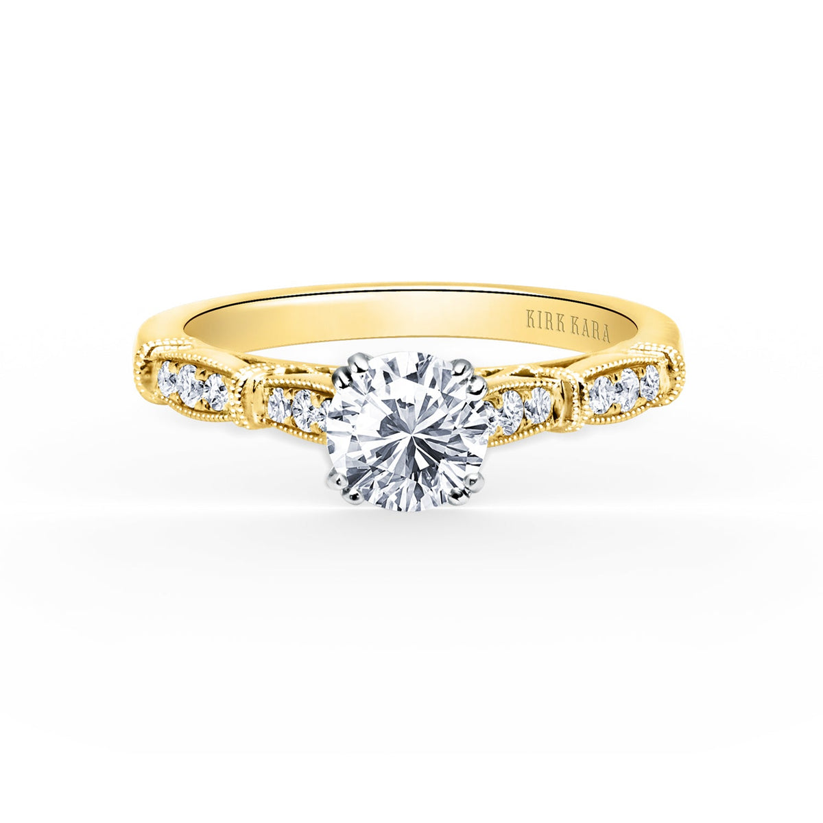 Traditional Pavé Cathedral Diamond Engagement Ring