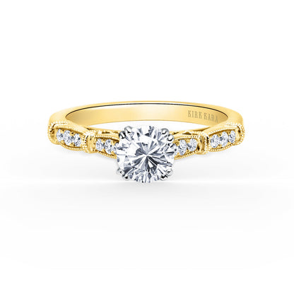 Traditional Pavé Cathedral Diamond Engagement Ring