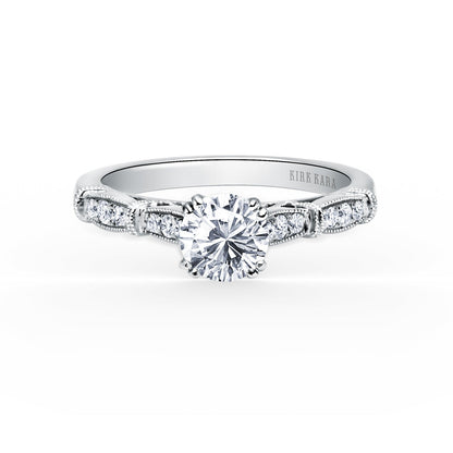 Traditional Pavé Cathedral Diamond Engagement Ring