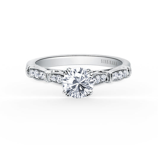 Traditional Pavé Cathedral Diamond Engagement Ring