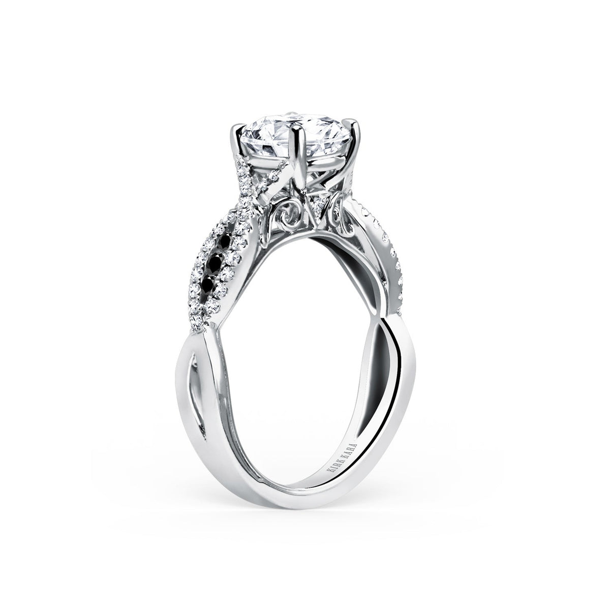 Channel Twist Black Diamond Engagement Ring