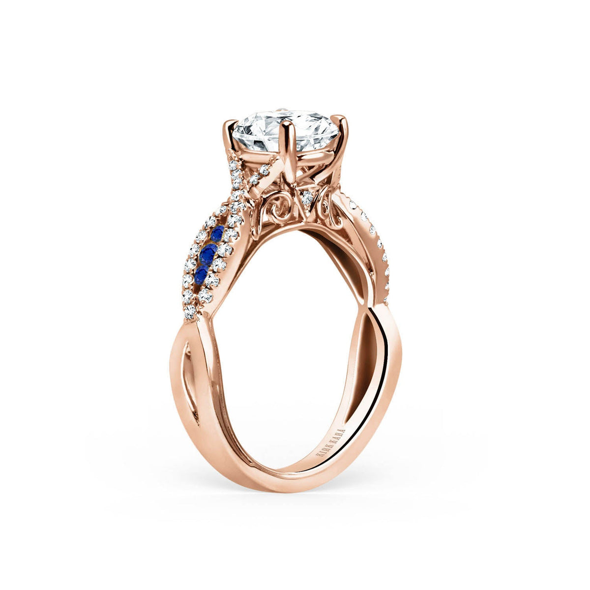 Channel Twist Blue Sapphire Engagement Ring
