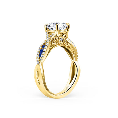 Channel Twist Blue Sapphire Engagement Ring