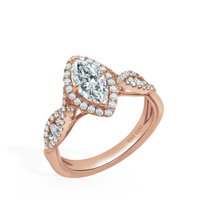 Classic Twist Channel Halo Diamond Engagement Ring