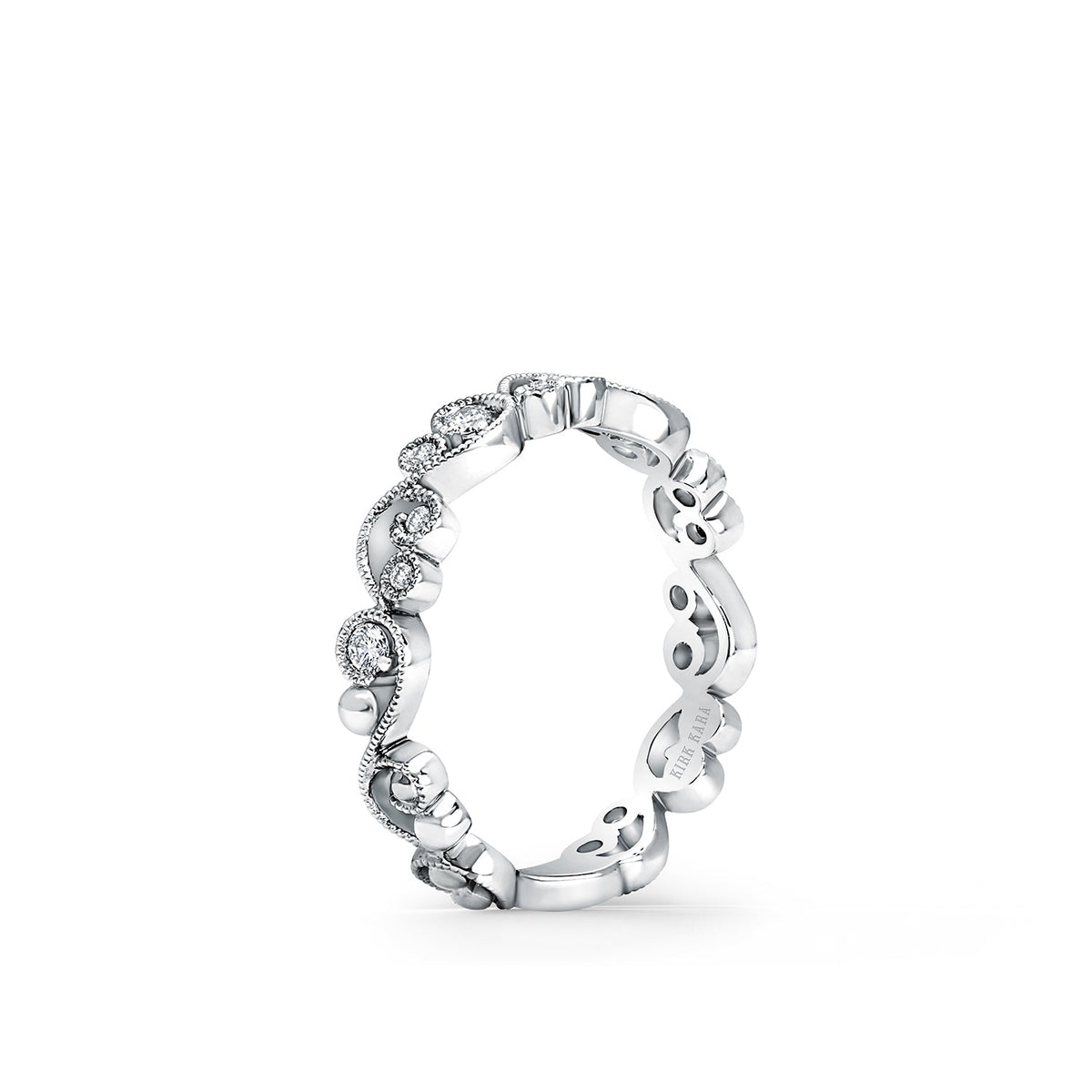 Stackable Milgrain Lace Diamond Wedding Band