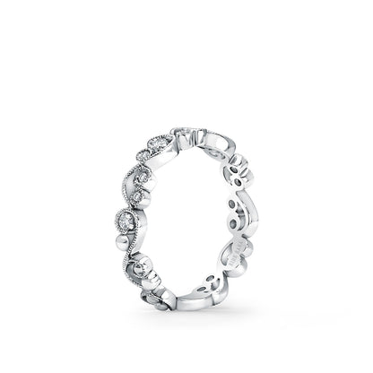 Stackable Milgrain Lace Diamond Wedding Band