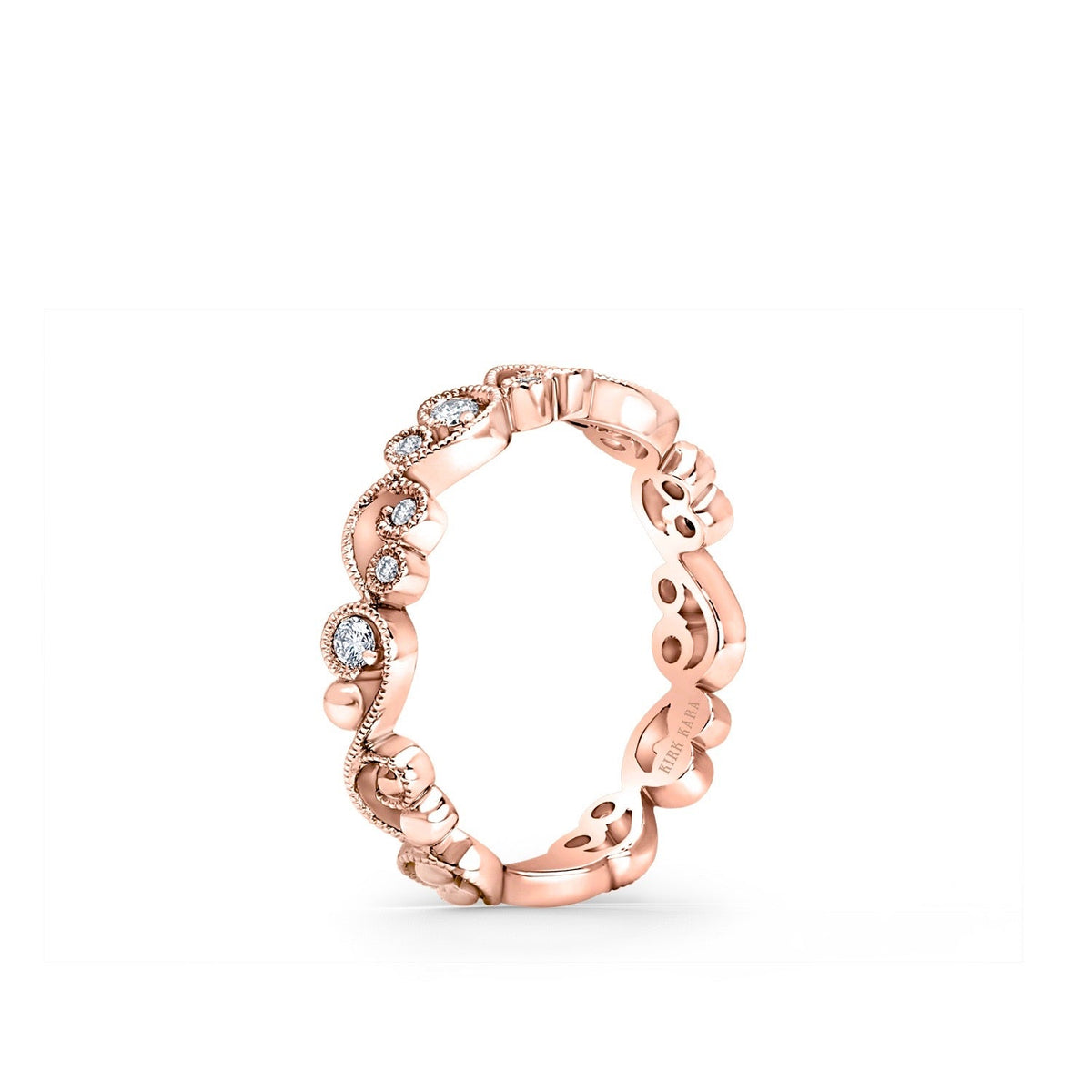 Stackable Milgrain Lace Diamond Wedding Band