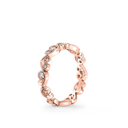Stackable Milgrain Lace Diamond Wedding Band