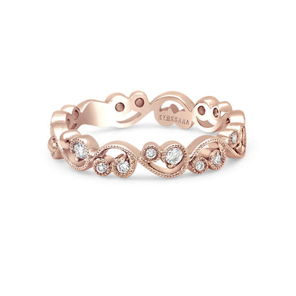 Stackable Milgrain Lace Diamond Wedding Band