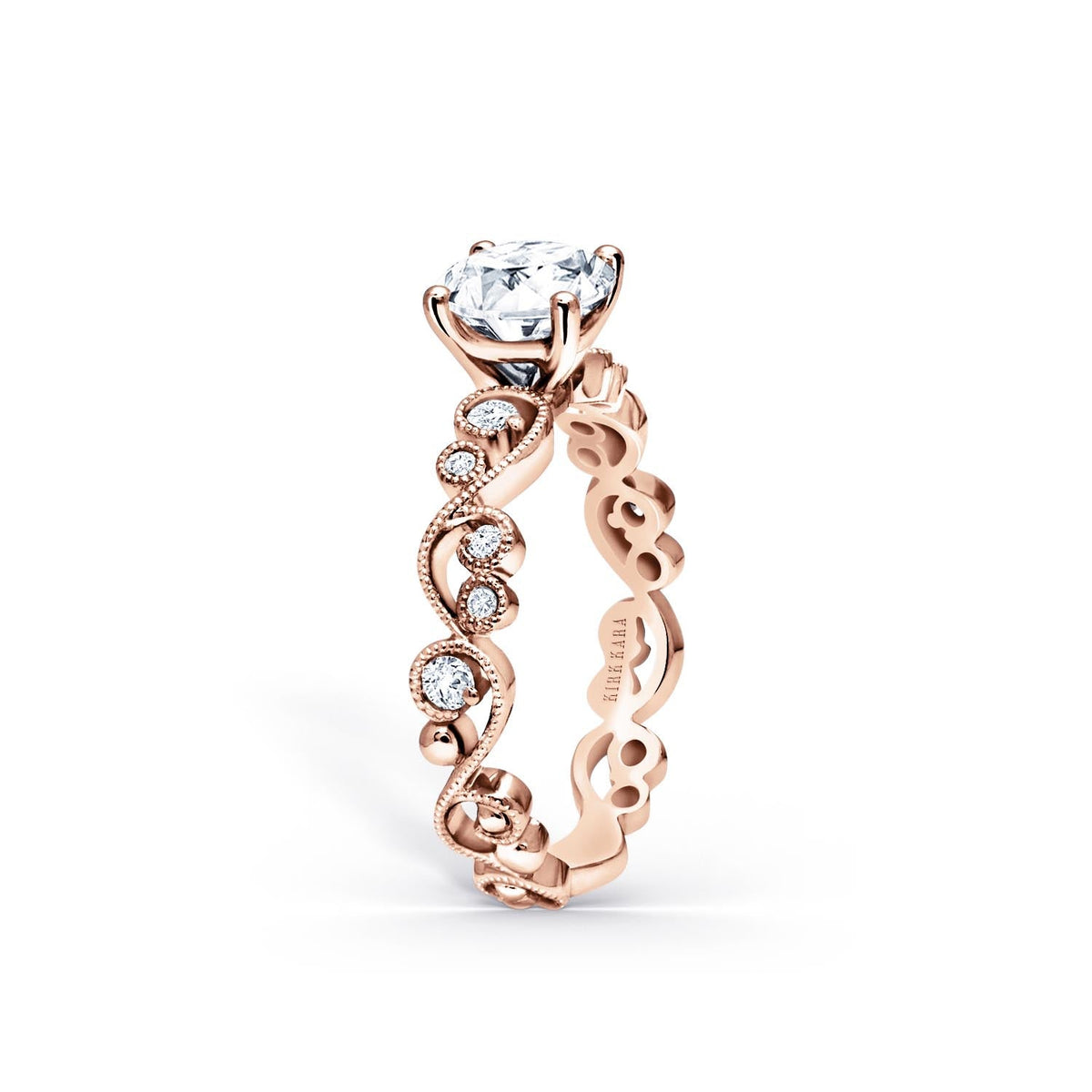 Lace Milgrain Solitaire Diamond Engagement Ring