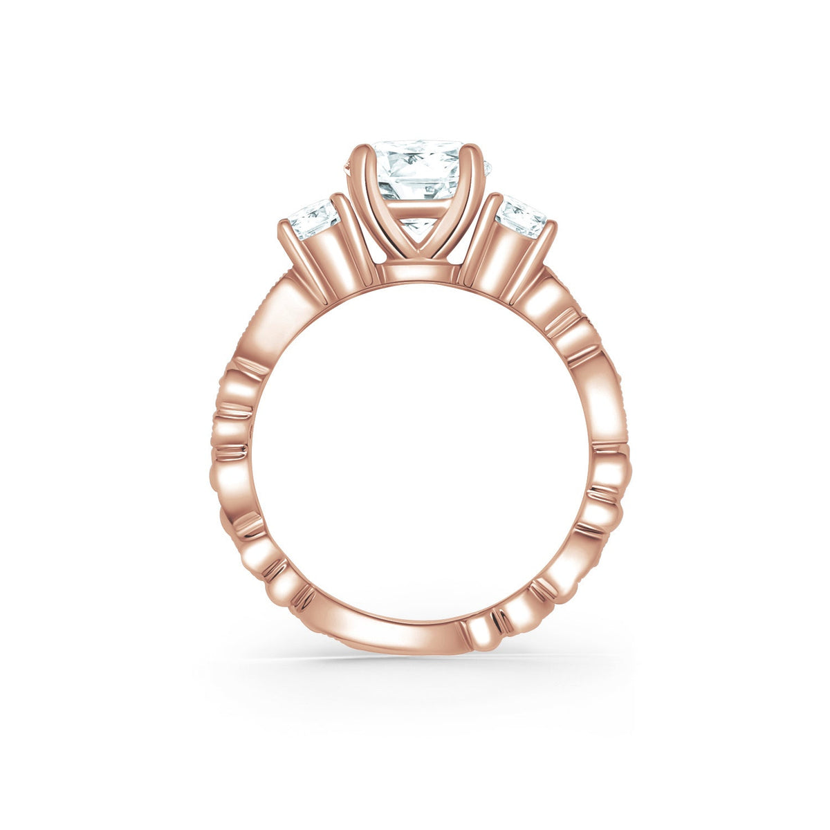 Lace Milgrain Three Stone Solitaire Diamond Engagement Ring