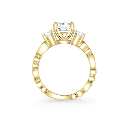 Lace Milgrain Three Stone Solitaire Diamond Engagement Ring