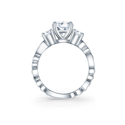Lace Milgrain Three Stone Solitaire Diamond Engagement Ring