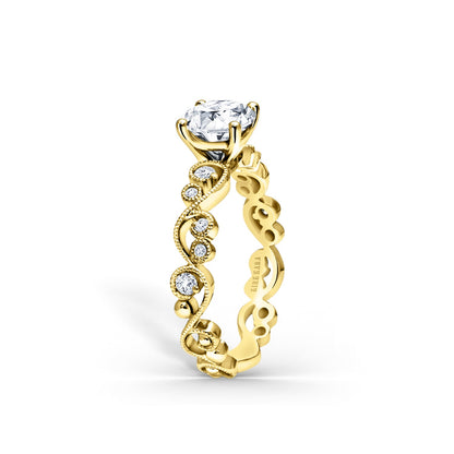 Lace Milgrain Solitaire Diamond Engagement Ring