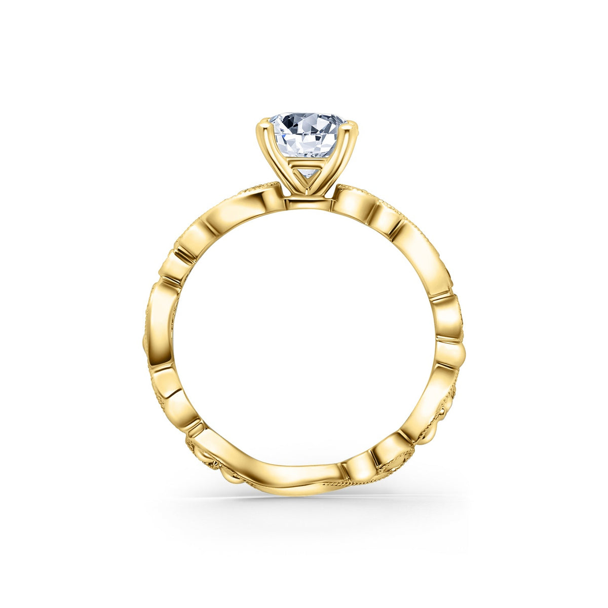 Lace Milgrain Solitaire Diamond Engagement Ring
