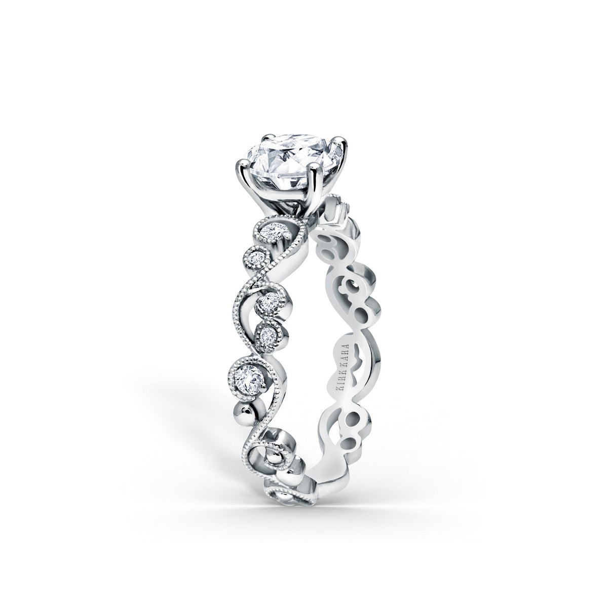 Lace Milgrain Solitaire Diamond Engagement Ring