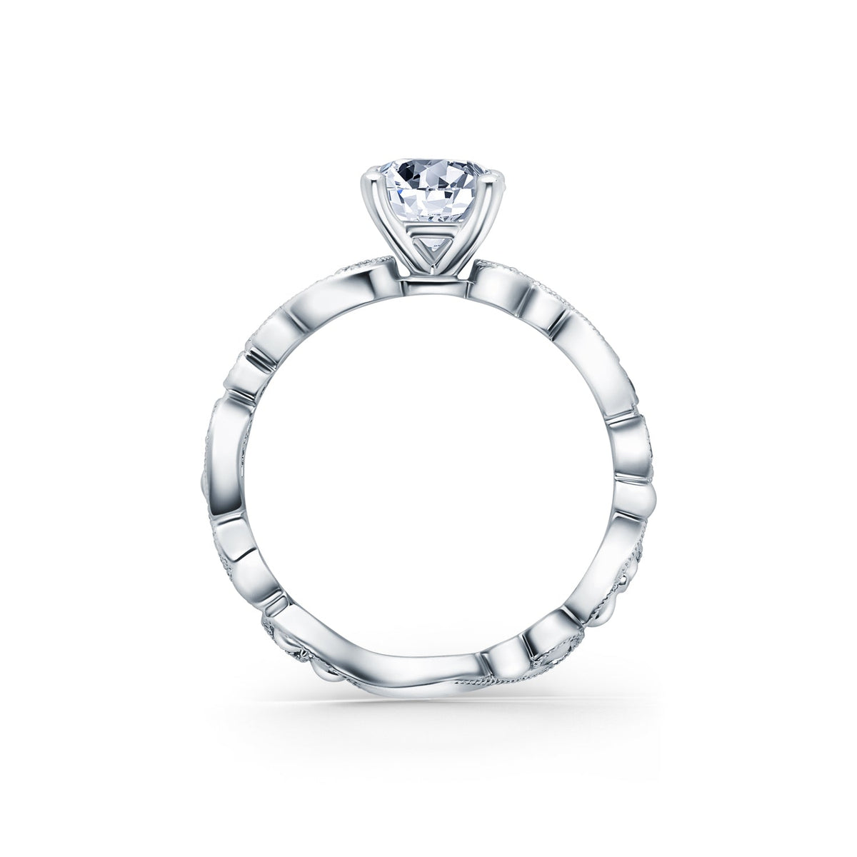 Lace Milgrain Solitaire Diamond Engagement Ring
