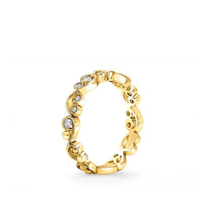 Stackable Milgrain Lace Diamond Wedding Band