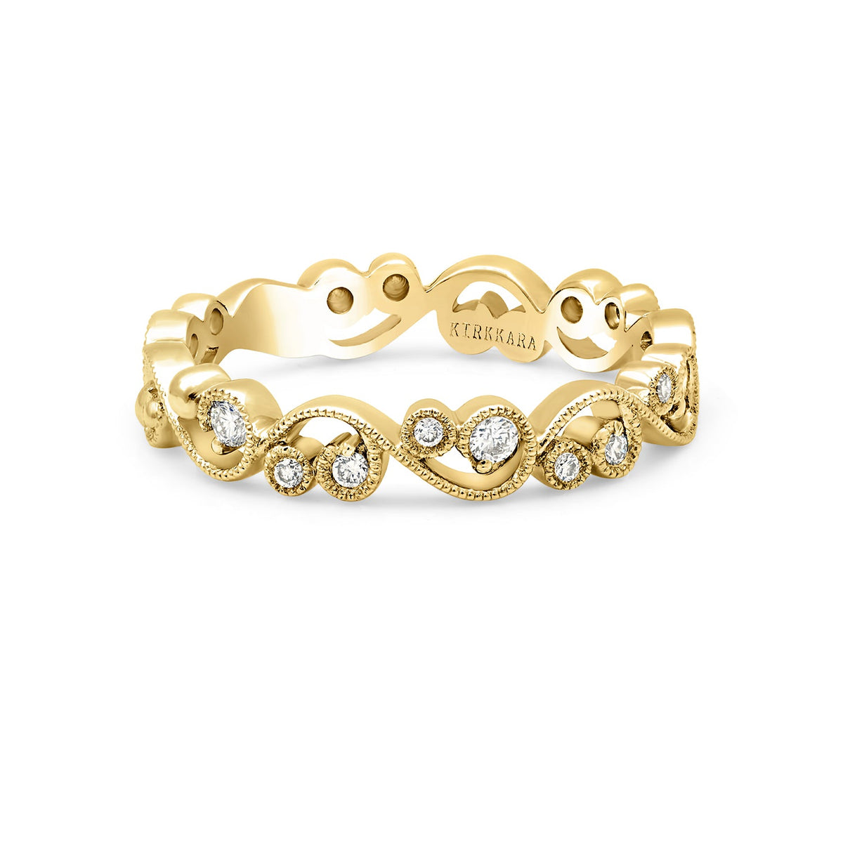 Stackable Milgrain Lace Diamond Wedding Band