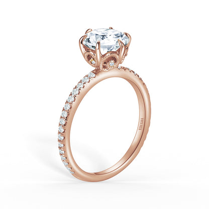 Milgrain Swirl 6 Prong Basket Solitaire Diamond Engagement Ring