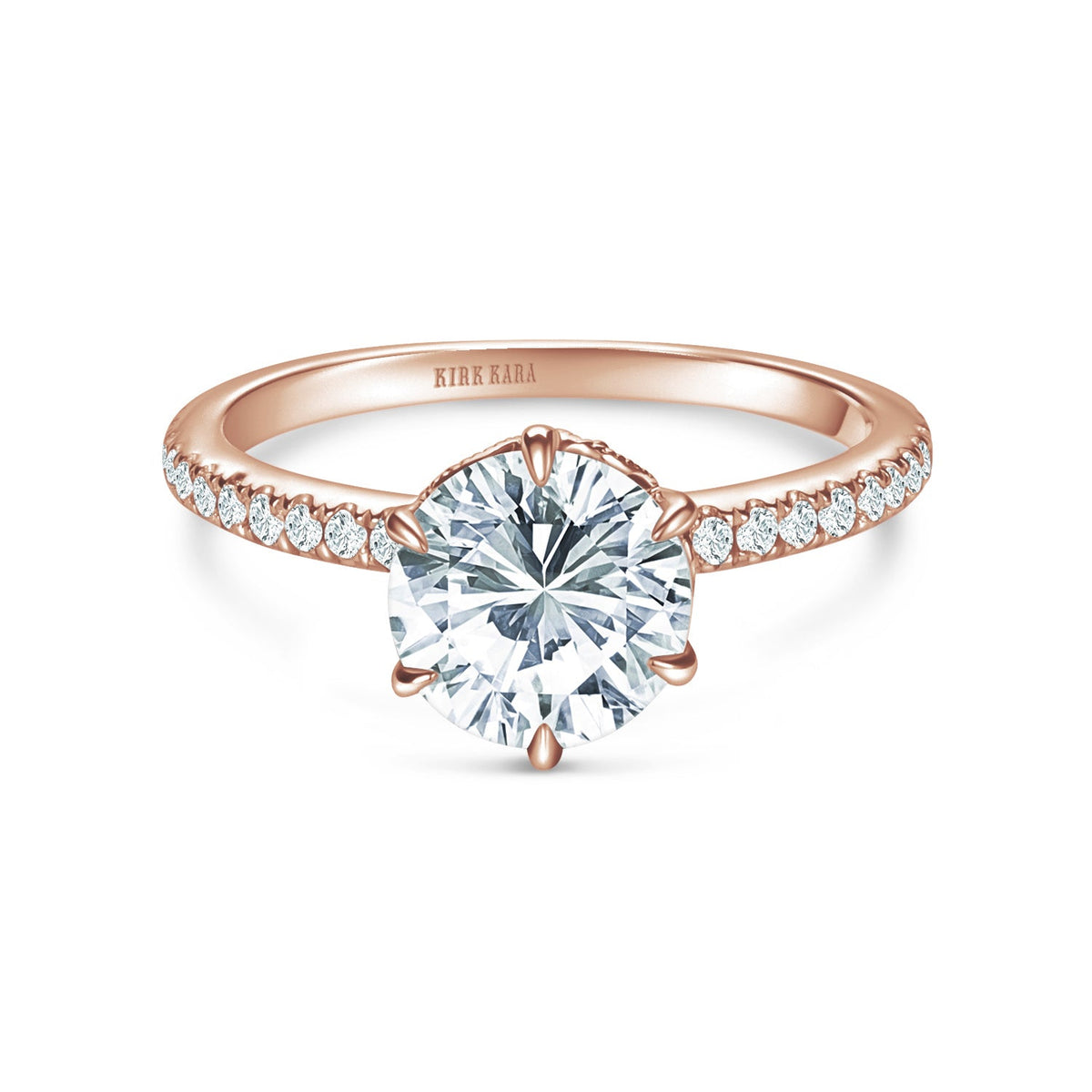 Milgrain Swirl 6 Prong Basket Solitaire Diamond Engagement Ring