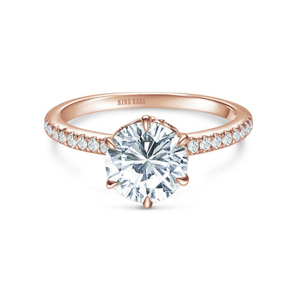 Milgrain Swirl 6 Prong Basket Solitaire Diamond Engagement Ring