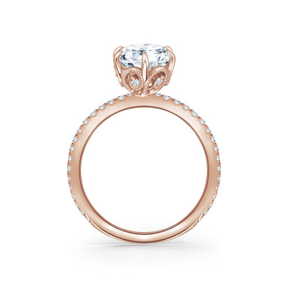 Milgrain Swirl 6 Prong Basket Solitaire Diamond Engagement Ring