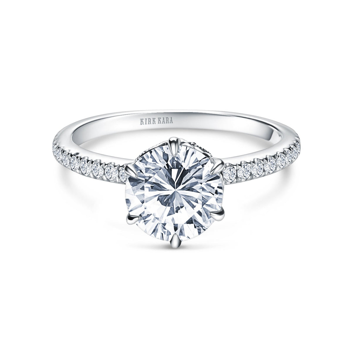 Milgrain Swirl 6 Prong Basket Solitaire Diamond Engagement Ring