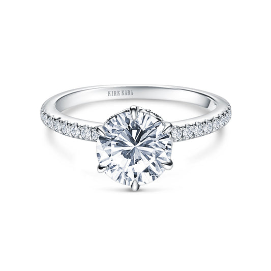 Milgrain Swirl 6 Prong Basket Solitaire Diamond Engagement Ring