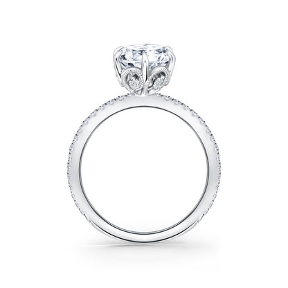 Milgrain Swirl 6 Prong Basket Solitaire Diamond Engagement Ring
