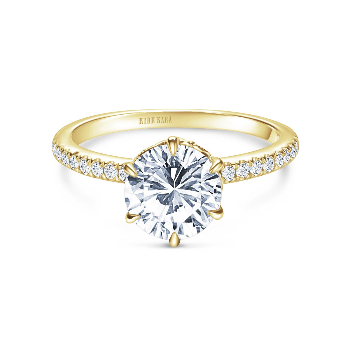 Milgrain Swirl 6 Prong Basket Solitaire Diamond Engagement Ring