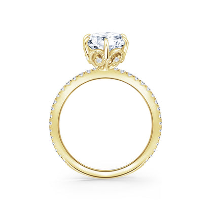 Milgrain Swirl 6 Prong Basket Solitaire Diamond Engagement Ring