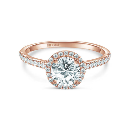Classic Halo Diamond Shank Engagement Ring