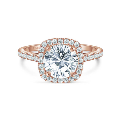 Classic Prong Set Halo Diamond Shank Engagement Ring
