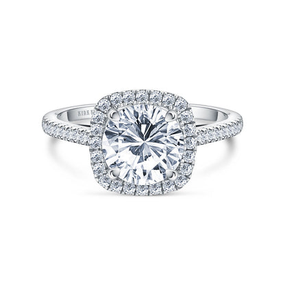 Classic Prong Set Halo Diamond Shank Engagement Ring