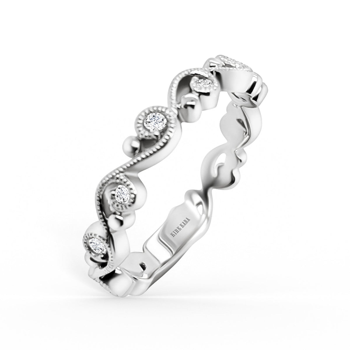 Delicate Lace Diamond Romantic Wedding Band