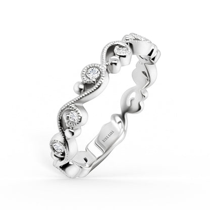 Delicate Lace Diamond Romantic Wedding Band