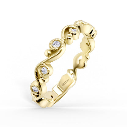Delicate Lace Diamond Romantic Wedding Band